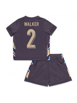 England Kyle Walker #2 Auswärts Trikotsatz für Kinder EM 2024 Kurzarm (+ Kurze Hosen)